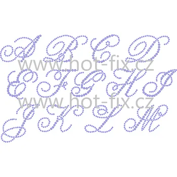 FM008V - monogramy - písmena abecedy A-M, nažehlovací hot-fix kamínková aplikace na textil, rozměry v popisu barva kamenů - písmena: broušené kameny barva 101 Crystal /stříbrná, písmeno: písmeno D