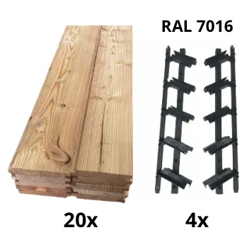 Příslušenství pro zahradní stavbu Samkit SET antracit - 1300*2000mm (20ks modřínových desek a 4x samkit)