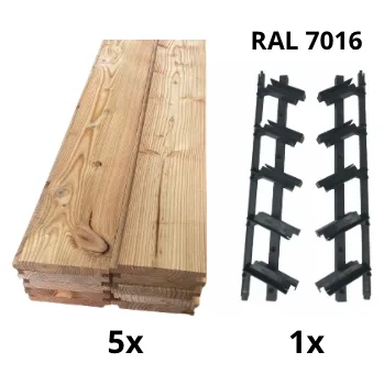 Příslušenství pro zahradní stavbu Samkit SET antracit - 1200*500mm (5ks modřínových desek a 1x samkit)