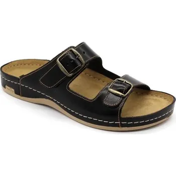 Pánské pantofle Leon 702 Pánská kožená zdravotní obuv - Hnědá Velikost: 45