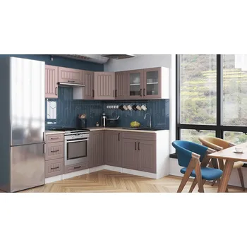 Falco Rohová kuchyňská linka ROMANA růžová mat