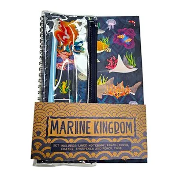 Penál Sada zápisník a penál se 6 psacími potřebami -Mořské království