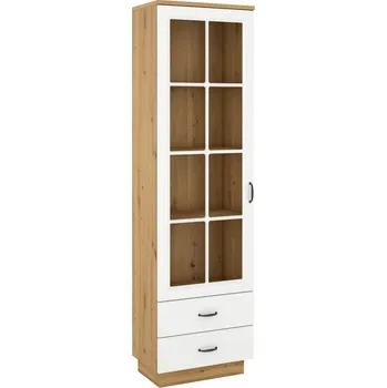 Komoda Vitrína FEDERICO 1D2S, flawia, dub artisan/bílá