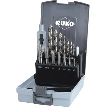 Vrtačka RUKO Sada závitníků a vrtáků HSS 15 dílů | plastový box - RU245004RO