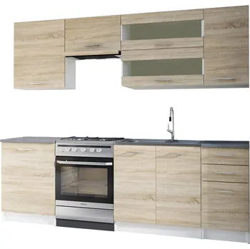 Kuchyňská linka Kuchyňská linka FABIANA 240 cm, dub sonoma/bílá