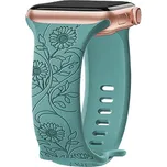 Řemínek gravírované květiny pro Apple Watch 42/44/45/46/49mm Barva: Slunečnice - zelená