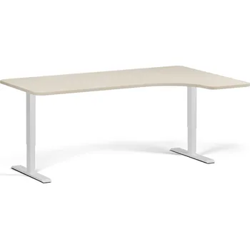 B2B Partner Polohovací stůl se zaoblenými rohy, 180x120 cm, 2 motory, L/P, bílá podnož, bříza