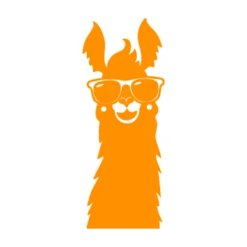 Samolepící dekorace Lama 007 pravá s brýlemi (06 - oranžová) SAMOLEPKA NA AUTO, NÁLEPKA, FÓLIE, POLEP, TUNING, VLASTNÍ TEXT, TISK, AUTOSAMOLEPKY.cz, POLEPY, OBRÁZEK, LOGO, 3D STICKERS