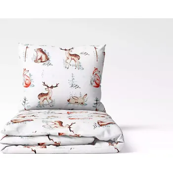 Povlečení Škodák Dětské flanelové povlečení - jeleni - do postýlky 90x140+40x60 90 x 140, 40 x 60 cm zip