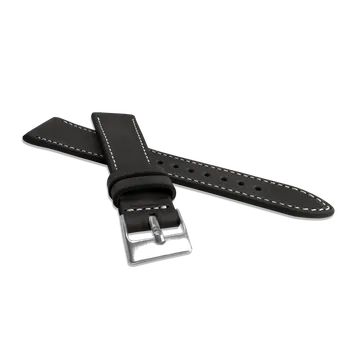 Řemínek na hodinky LAVVU Přírodně barvený černý řemínek Nature z kůže Top Grain - 18 LSSUB18