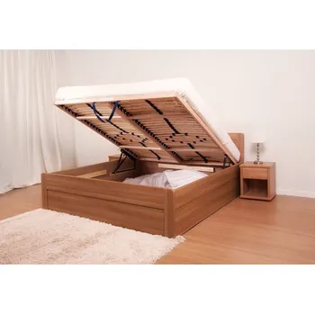 Postel BMB Marika Family 1 lamino postel čelní výklop 160 x 200 cm, Ořech aida, rovné rohy