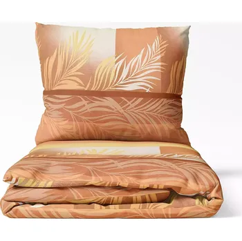 Povlečení Bavlněné povlečení - béžovo - lososové listí 140x200+70x90