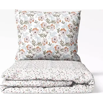 Povlečení Bavlněné povlečení - hnědé květy/ zrní 140x220+70x90