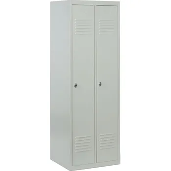 B2B Partner Kovová šatní skříňka S2, 2 oddíly, 1800 x 600 x 500 mm, demont, otočný zámek, šedé dveře