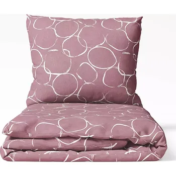 Povlečení Flanelové povlečení - bílá kola na vínové 140x200+70x90