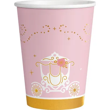 Karnevalová maska 8 papírových kelímku, princezna na den, 250 ml - Amscan