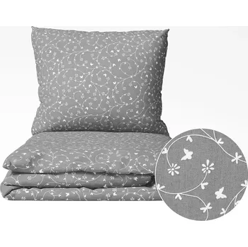 Povlečení Bavlněné povlečení - kytičky na šedé 140x200+70x90