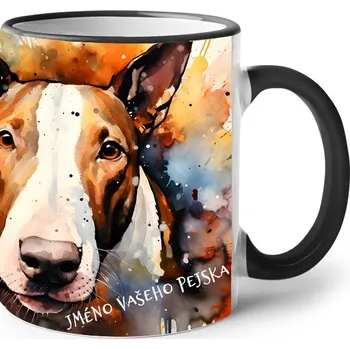 Keramický hrnek Anglický bulteriér, Barva Černá, Velikost 330 ml, Canvas Keramický hrnek s barevným uchem 2611