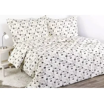 Povlečení Dětské krepové povlečení - šedí oslíci na smetanové 140x200+70x90