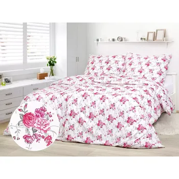 Povlečení Bavlněné povlečení - růže na bílé 140x200+70x90