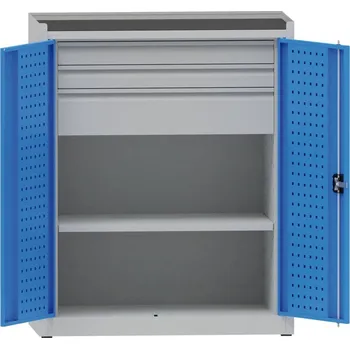 Kovona Dílenská kovová skříň na nářadí KOVONA, 1 police, 3 zásuvky, svařovaná, nosnost 50 kg, 950 x 500 x 1170 mm