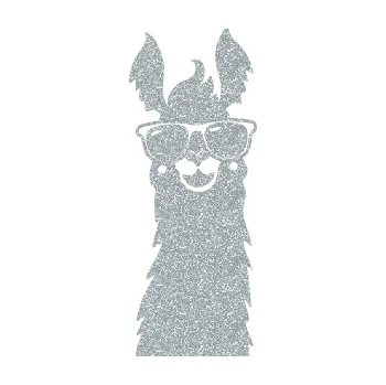 Samolepící dekorace Lama 007 pravá s brýlemi (91 - Ultra Metalic stříbrná metalíza) SAMOLEPKA NA AUTO, NÁLEPKA, FÓLIE, POLEP, TUNING, VLASTNÍ TEXT, TISK, AUTOSAMOLEPKY.cz, POLEPY, OBRÁZEK, LOGO, 3D STICKERS