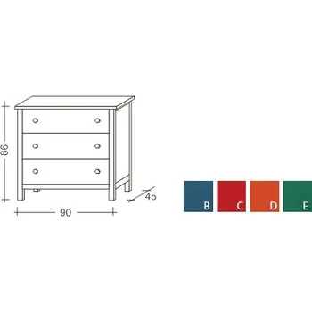 Komoda Gazel Native Komoda III. velká C - červená