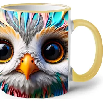 Keramický hrnek se sovičkou, Barva Žlutá, Velikost 330 ml, Canvas Keramický hrnek s barevným uchem 2601