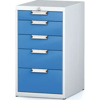 Alfa 3 Dílenský zásuvkový box na nářadí MECHANIC, 5 zásuvek, 480 x 600 x 840 mm, modré dveře