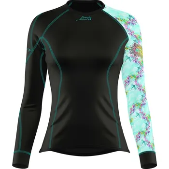 Dámské funkční triko s dlouhým rukávem DRAGONFLY černá Bamboo Thermo - Azurová / M