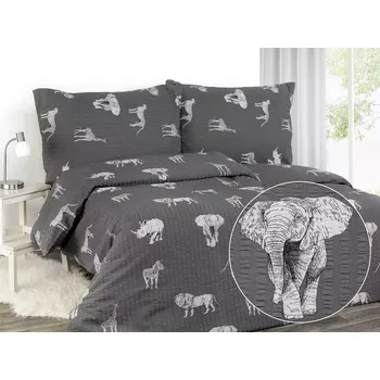 Povlečení Krepové povlečení - safari na tmavě šedé 140x220+70x90