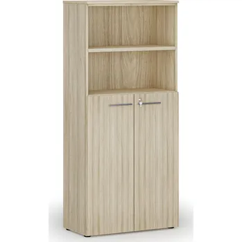 B2B Partner Kombinovaná kancelářská skříň PRIMO WOOD, dveře na 3 patra, 800 x 420 x 1781 mm, dub přírodní