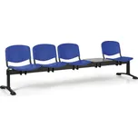 Euroseat Plastová lavice do čekáren ISO, 4-sedák, se stolkem, modrá, černé nohy