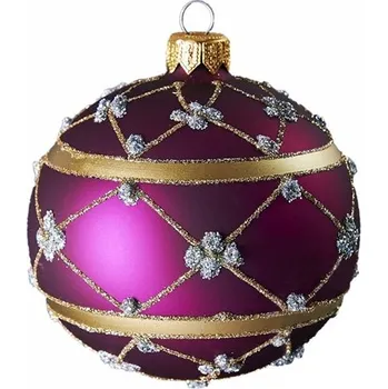 Vánoční dekorace Vánoční koule fialová dekor