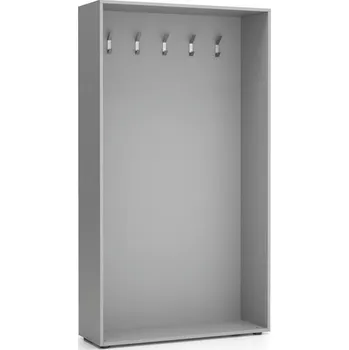 Věšák PLAN Šatní stěna BORDER, 5 háčků, šedá