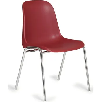 B2B Partner Plastová jídelní židle ELENA, červená, chromované nohy
