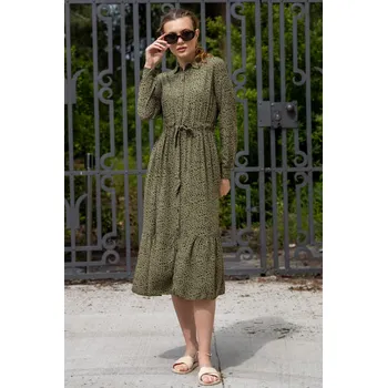 Dámské šaty Hailys dámské vzorované midi šaty Lea khaki Velikost: M