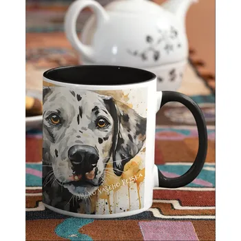 Keramický hrnek Dalmatin, Barva Černá, Velikost 330 ml, Canvas Keramický hrnek s barevným uchem 2612