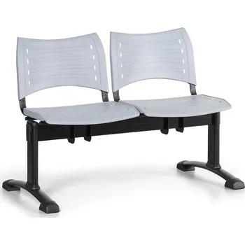 B2B Partner Plastová lavice do čekáren VISIO, 2-sedák, šedá, černé nohy