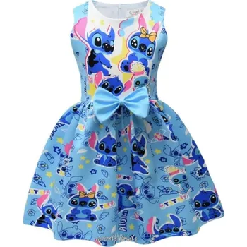 Dívčí šaty Lilo & Stitch Dívčí letní šaty na motivy "Lilo a Stitch" s mašlí v pase Barva: světle modrá (aloha), Velikost: 130 / 6-7 let
