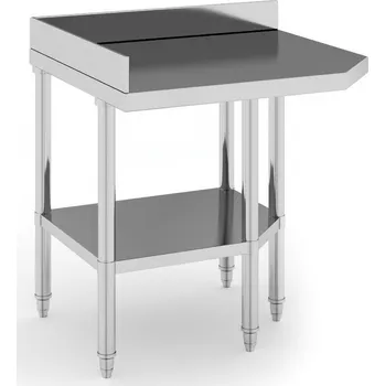 Dílna B2B Partner Rohový nerezový pracovní stůl, 900 x 800 x 850 mm