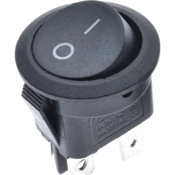 vypínač a zásuvka Kolébkový vypínač kulatý KCD1-224, 19mm, 250V/6A, 4-pin, černý