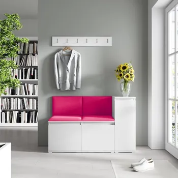 Předsíňová stěna Předsíňová stěna Emi 25 - bílá Barva čalounění: Růžová - Trinity 10