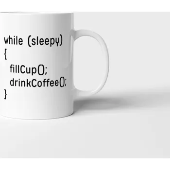 Hrnek pro programátora While sleepy - Červená