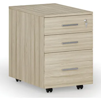 Zásuvkový kontejner B2B Partner Kancelářský mobilní kontejner na závěsné složky PRIMO WOOD, 3 zásuvky, dub přírodní