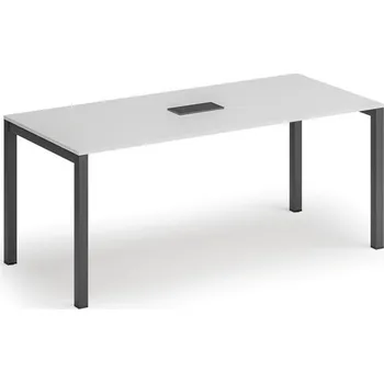 Psací stůl B2B Partner Jednací stůl PRIMO SQUARE, 180x80 cm, bílá + stolní zásuvka TYP II, černá