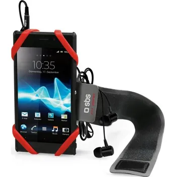 Univerzální držák telefonu na ruku SBS / 4" - 6" / silikon/nylon / černá/červená