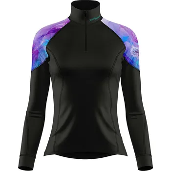 Dámské termoprádlo Dámské funkční triko dlouhý rukáv se zipem PURPLE černá Bamboo Light New - Fialová / XL