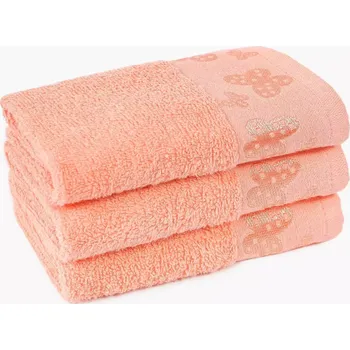 Ručník Froté ručník - Světle lososový - Motýlci 30x50