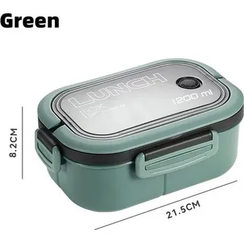 Svačinový box Bento box pro děti | školní obědová krabička s přihrádkami | jídlonosič - Zelená